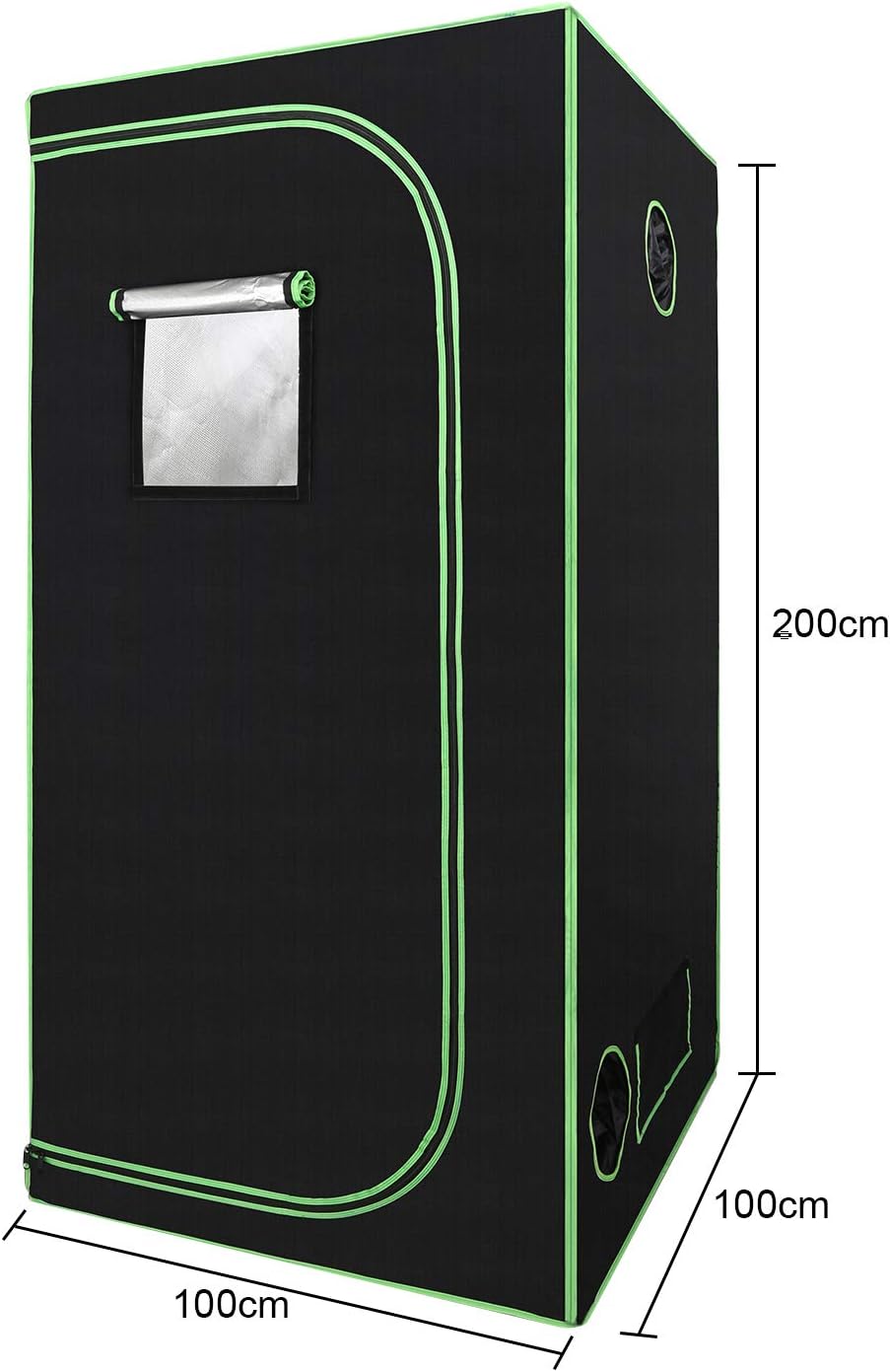 Growzelt, 100x100x200cm Grow Tent, 600D Oxford Grow Schrank, Lichtdicht und Wasserdicht Growschrank