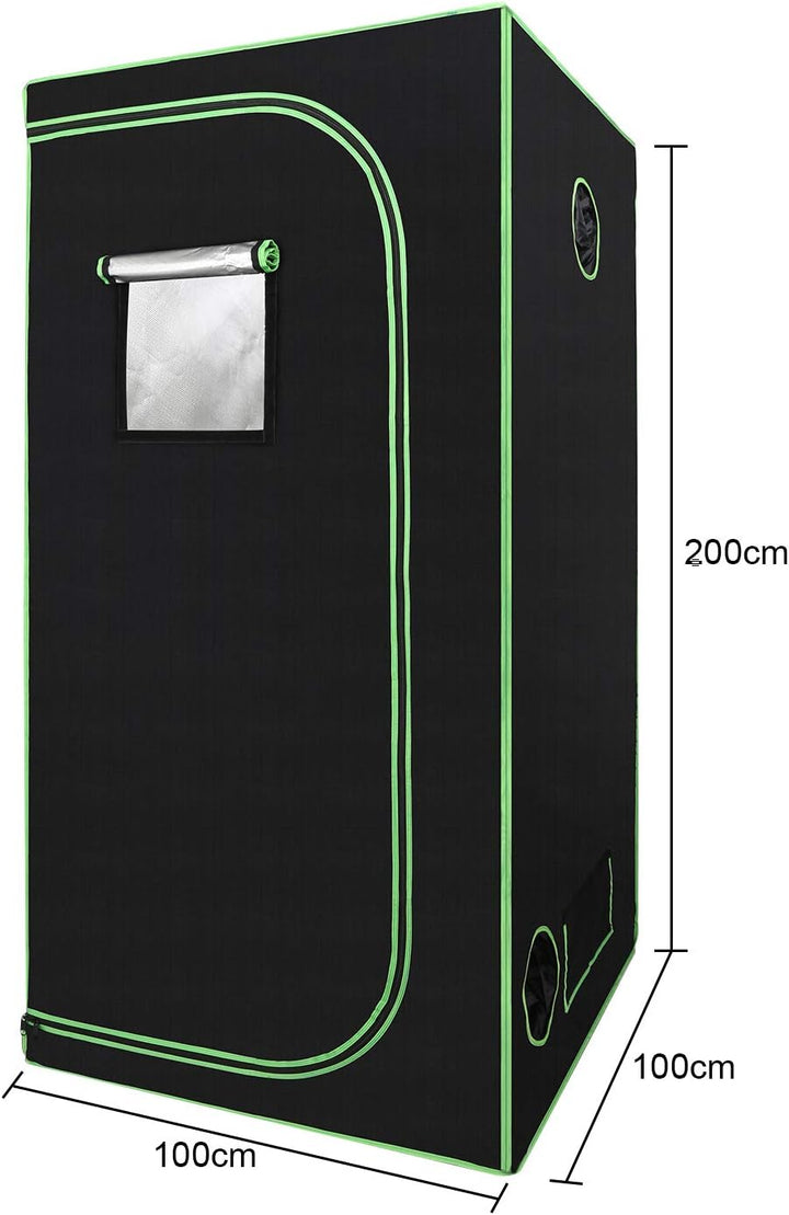 Growzelt, 100x100x200cm Grow Tent, 600D Oxford Grow Schrank, Lichtdicht und Wasserdicht Growschrank