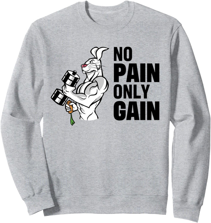 No Pain Only Gain Bodybuilding Hase für Gym & Fitnessstudio Sweatshirt
