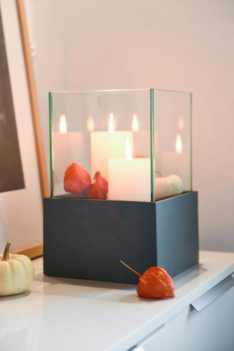 VIVANNO Deko-Windlicht Kerzenhalter viereckig CANDELITA - Anthrazit 20x20x29 20x20x29 Anthrazit, 20x