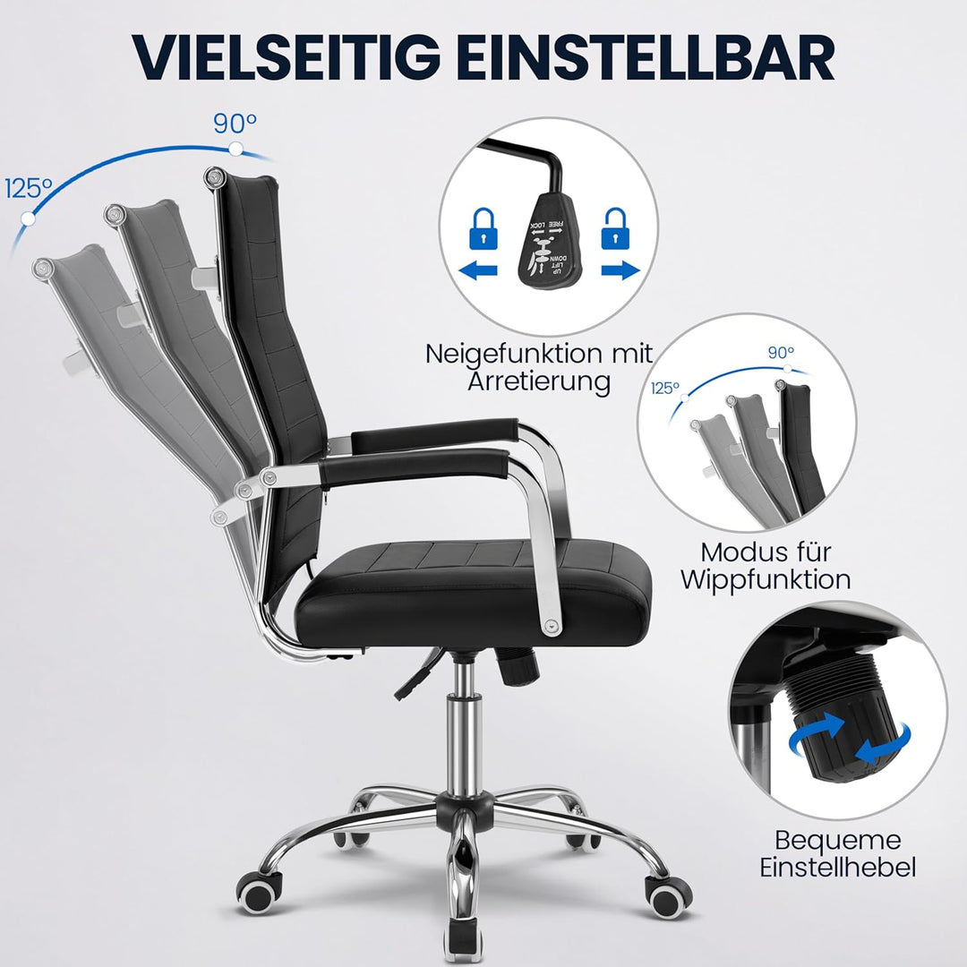 Yaheetech Bürostuhl ergonomischer Schreibtischstuhl mit Armlehnen, Chefsessel Computerstuhl hoher Rü
