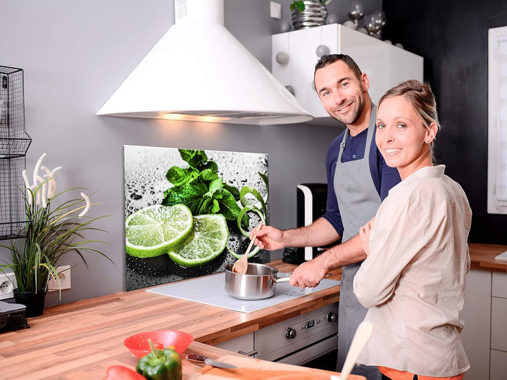 murando Spritzschutz Glas für Küche 80x60 cm Küchenrückwand Küchenspritzschutz Fliesenschutz Glasbil