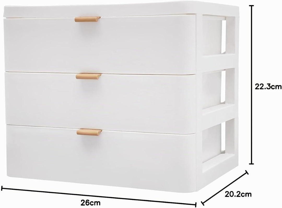 Aufbewahrungsbox mit 3 Schubladen, Schreibtisch Organizer Kosmetik Schubladenbox Desktop Schubladen
