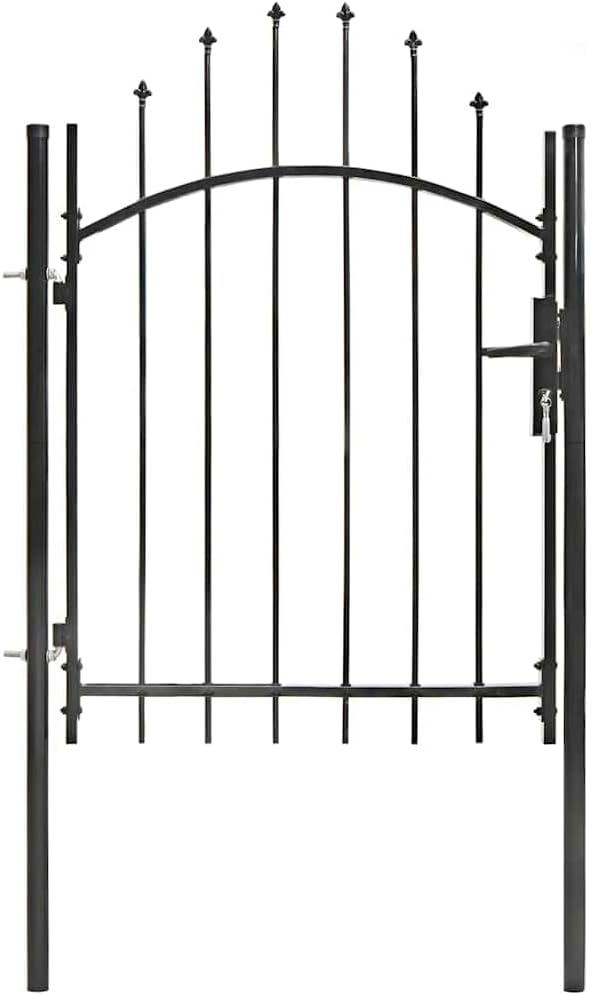 vidaXL Gartentor mit Gewölbter Spitze Metalltor Zauntor Gartentür Zauntür Hoftor Hoftür Tor Pforte G