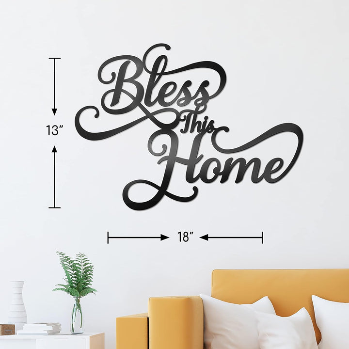 Vivegate Bless This Home Wanddekoration Schwarze Metallkunst – 45,7 x 33 cm Bless This Home Metall W
