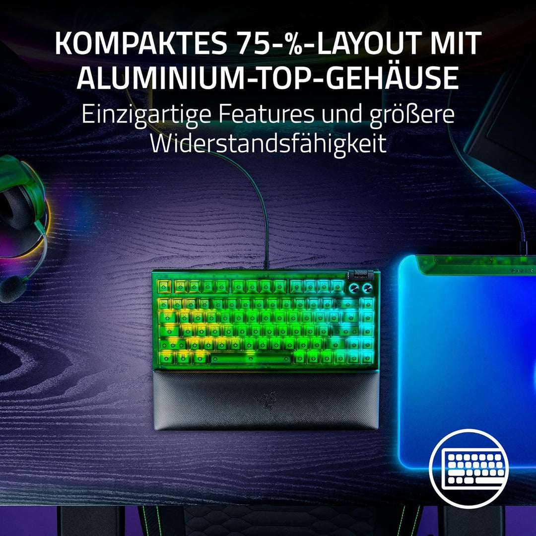 Razer BlackWidow V4 75% Phantom Green Edition - Hot-swap-fähige mechanische Gaming-Tastatur (Orange