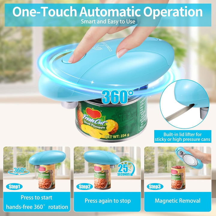 Automatischer Dosenöffner Elektrisch mit Einem Tastendruck, Glatte Schnittkanten, USB‑Type‑C, Seitli