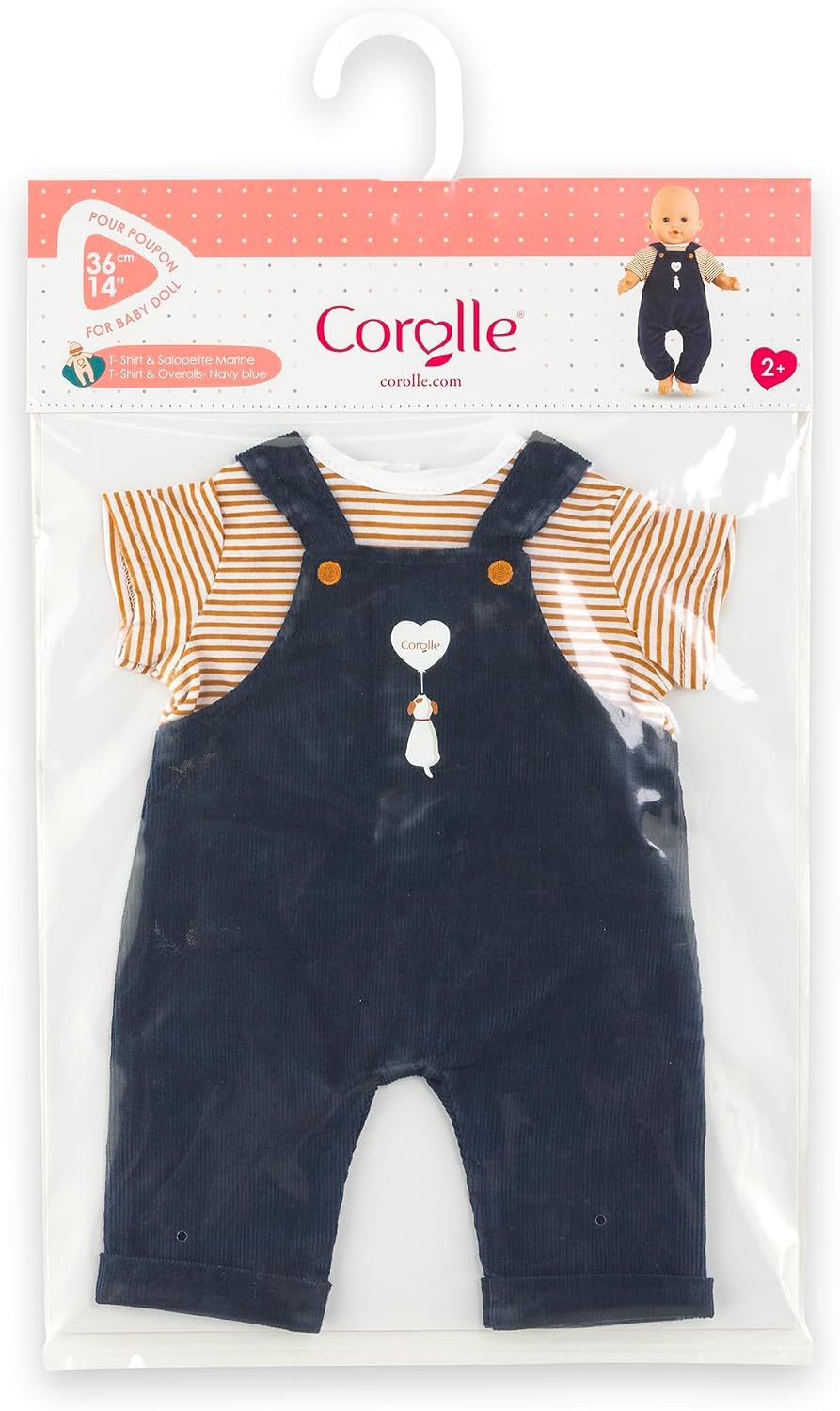 Corolle T-Shirt und Latzhose, Marineblau, Kleidung, für Puppen, 36 cm, ab 2 Jahren, 9000141890