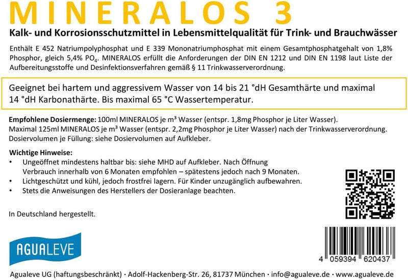 MINERALOS 3 Dosierlösung 10 Liter (Alternative zu BWT Mineralstoff Cillit Quantophos F3 / Impulsan H