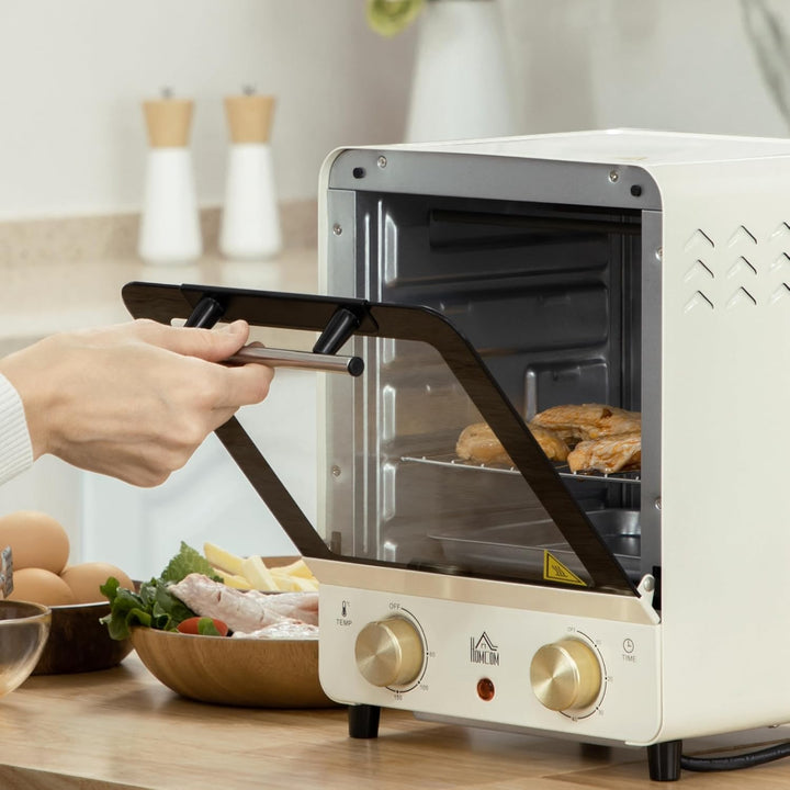 HOMCOM Minibackofen 15L, Pizza-Ofen mit Umluft, 1000 W Elektrischer Mini Ofen inkl. Backblech Set, K