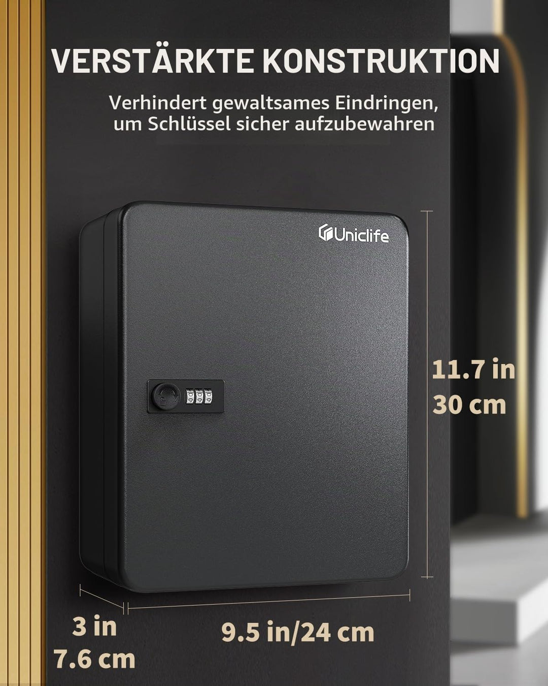 Uniclife 60-Schlüssel Schlüssel Kabinett mit Zahlenschloss Wandmontage Schlüssel Organizer rücksetzb