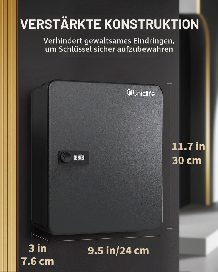 Uniclife 60-Schlüssel Schlüssel Kabinett mit Zahlenschloss Wandmontage Schlüssel Organizer rücksetzb