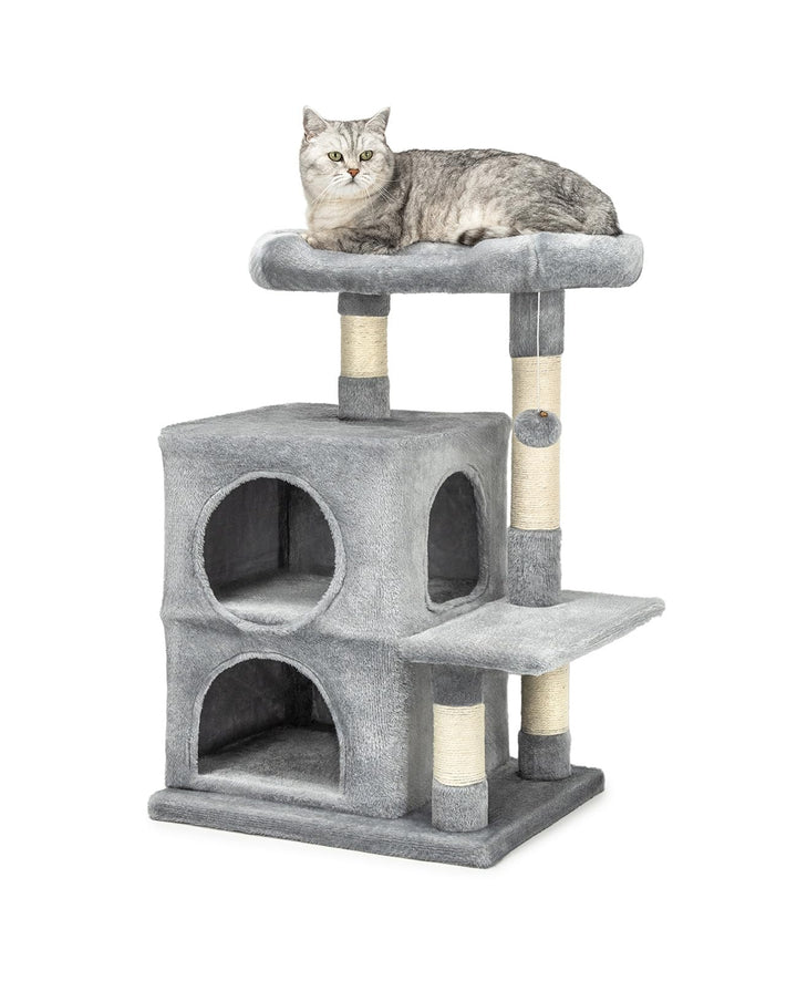 lionto Kratzbaum Kletterbaum Katzenkratzbaum Katzenbaum Höhe 80 cm, hellgrau, Hellgrau