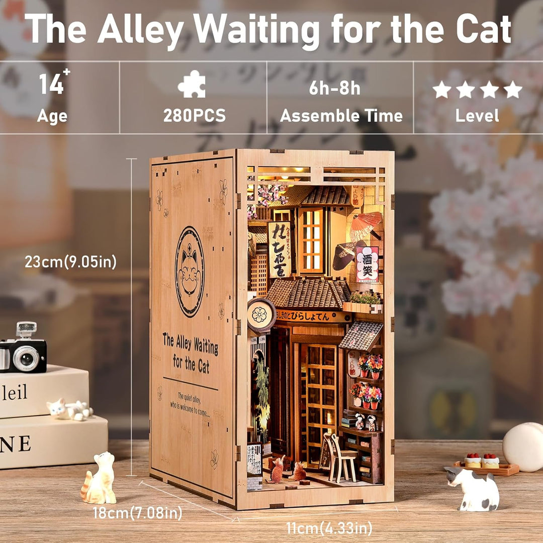 Book Nook Kit, DIY Miniatur Haus Puppenhaus Bausatz Bücherregal Deko für Jugendliche und Erwachsene（