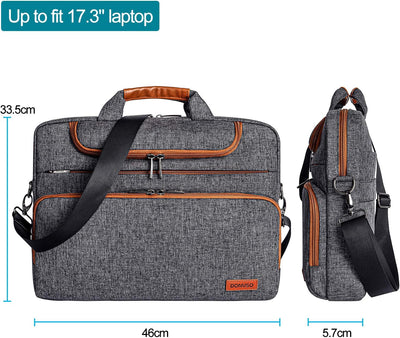 DOMISO 17 Zoll Wasserdicht Laptop Tasche Aktentasche Herren Schultertasche Notebooktasche Business f