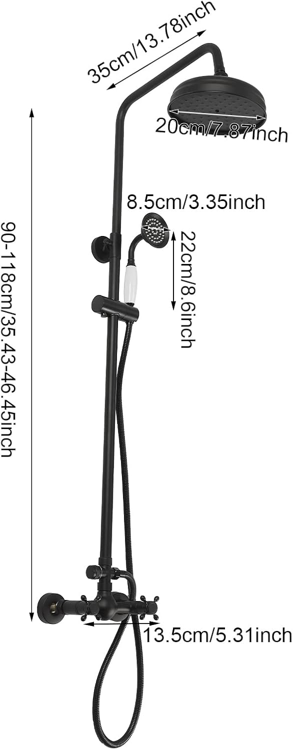 Retro Duscharmatur Duschset, Wandmontierte Regendusche aus Messing, Luxus-Regenmischer-Duschsystem f