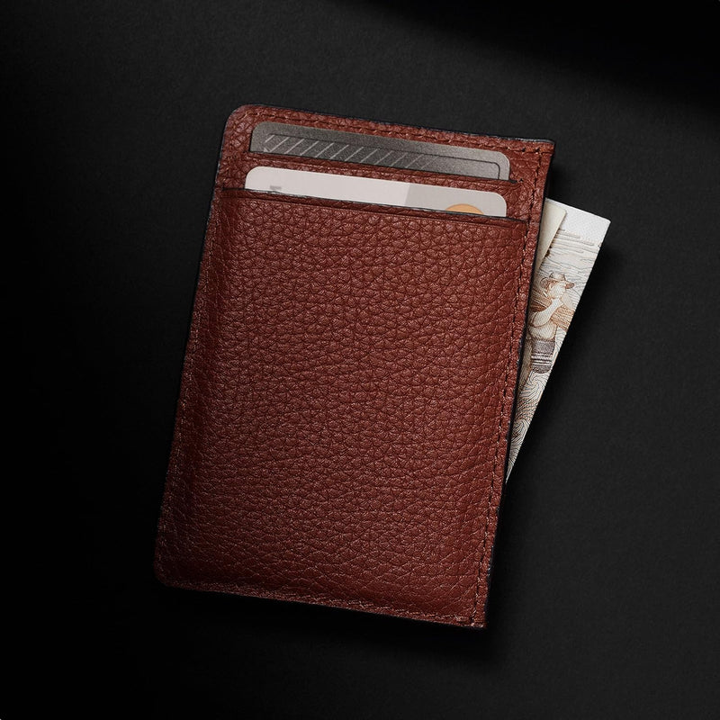 Kartenhalter aus Wolle, Kartenetui, Card Holder, Cognac-Braun Cognac-braun Minimalistisch, Cognac-br