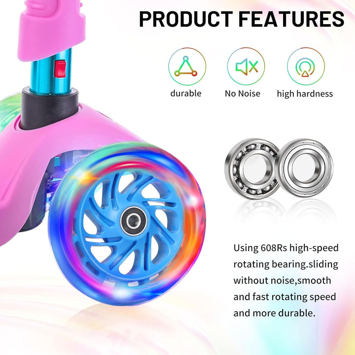 Leuchtende Stunt Scooter Rollen, 2 Stück LED-Lichtrollen, 120mm Led Scooter Ersatzräder Räder mit AB
