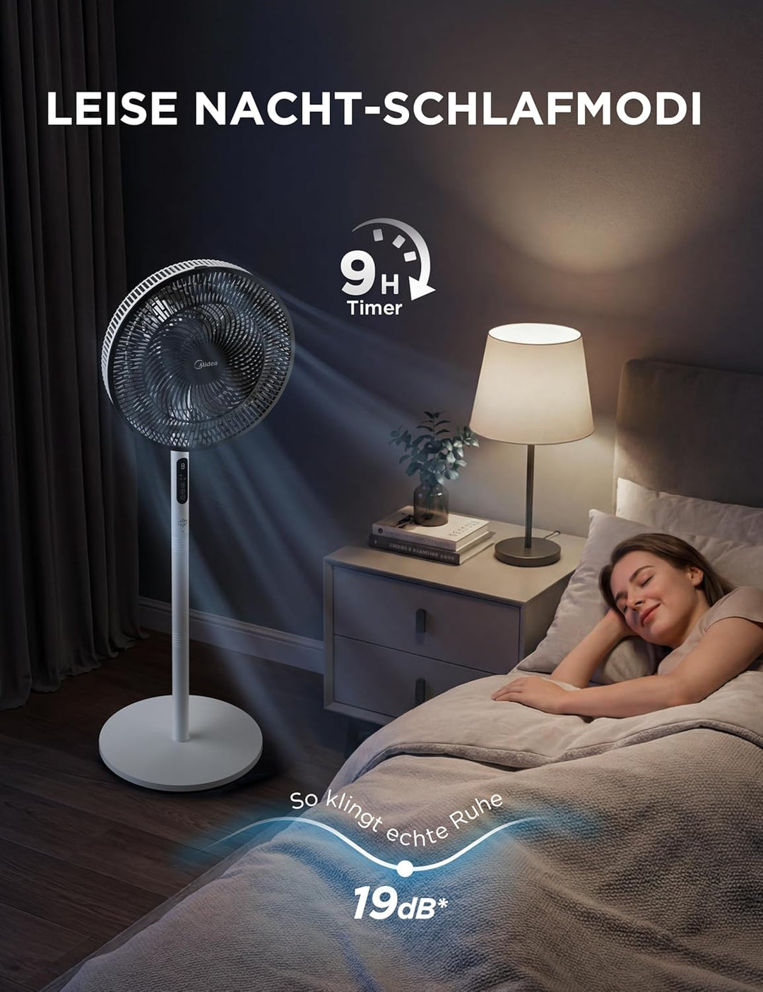 Midea FS35-26XRD Standventilator, höhenverstellbar (700-1300mm) mit DC-Motor & Mobius AeroBlade™, 3