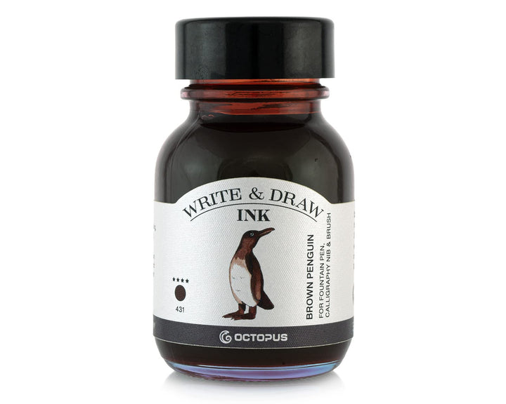 Octopus Write and Draw Ink 431 Brown Pinguin, wasserfeste Tinte zum Schreiben und Zeichen, Kalligrap