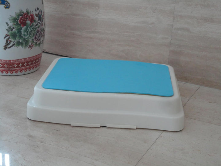 Stock-Fachmann® Badezimmerstufe 10cm | Stapelbar & Erweiterbar | Farbe Blau Weiss | Belastbar Bis 19
