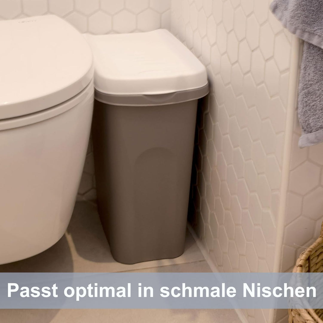 2x 15L Mülleimer Küche gelb blau, Mülleimer 2 Fächer, Mülltrennsystem, Mülltonne, Abfalleimer Küche,
