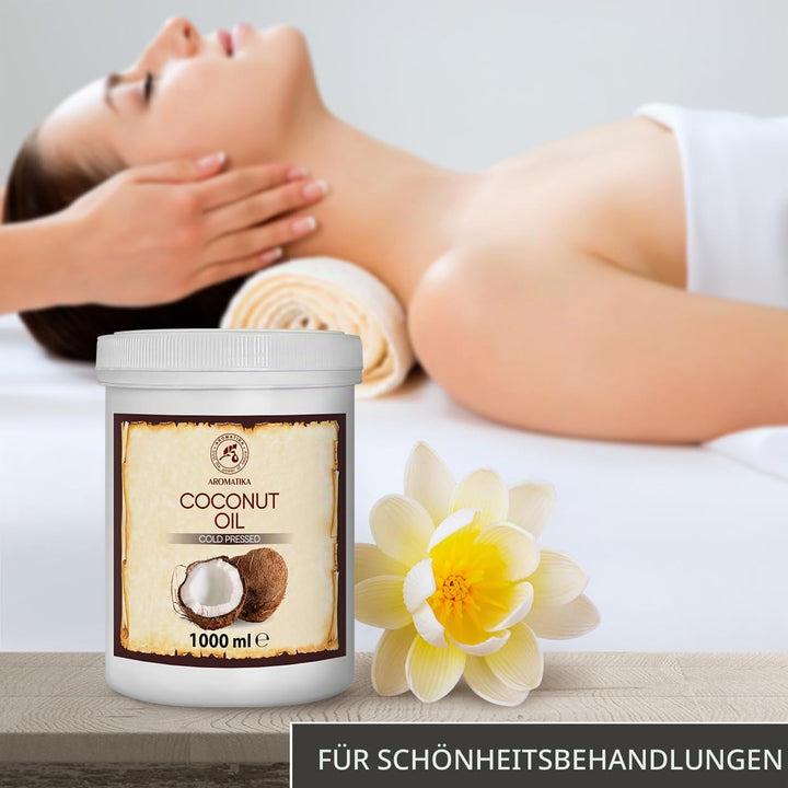 Kokosöl 1000ml - Cocos Nucifera - Indonesien - Kaltgepresst - Reines Kokosnussöl - Unraffiniert - In