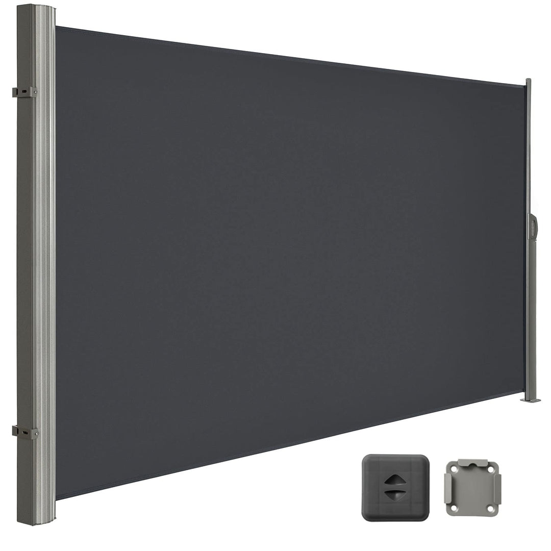LARMNEE Alu-Seitenmarkise, ausziehbar, 180 x 300 cm, Sichtschutz, Sonnenschutz, Blickdicht, Seitenro