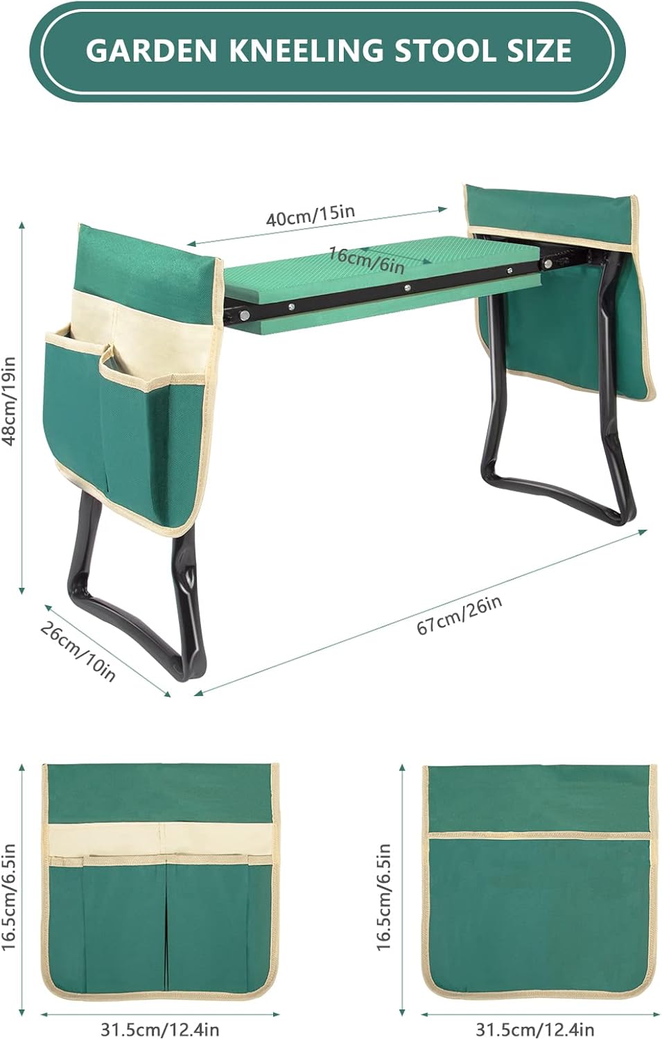 Uten Kniebank für Gartenarbeit, Gartenhocker klappbar 2 in 1 Arbeitshocker mit Eva Schaummatte, Werk