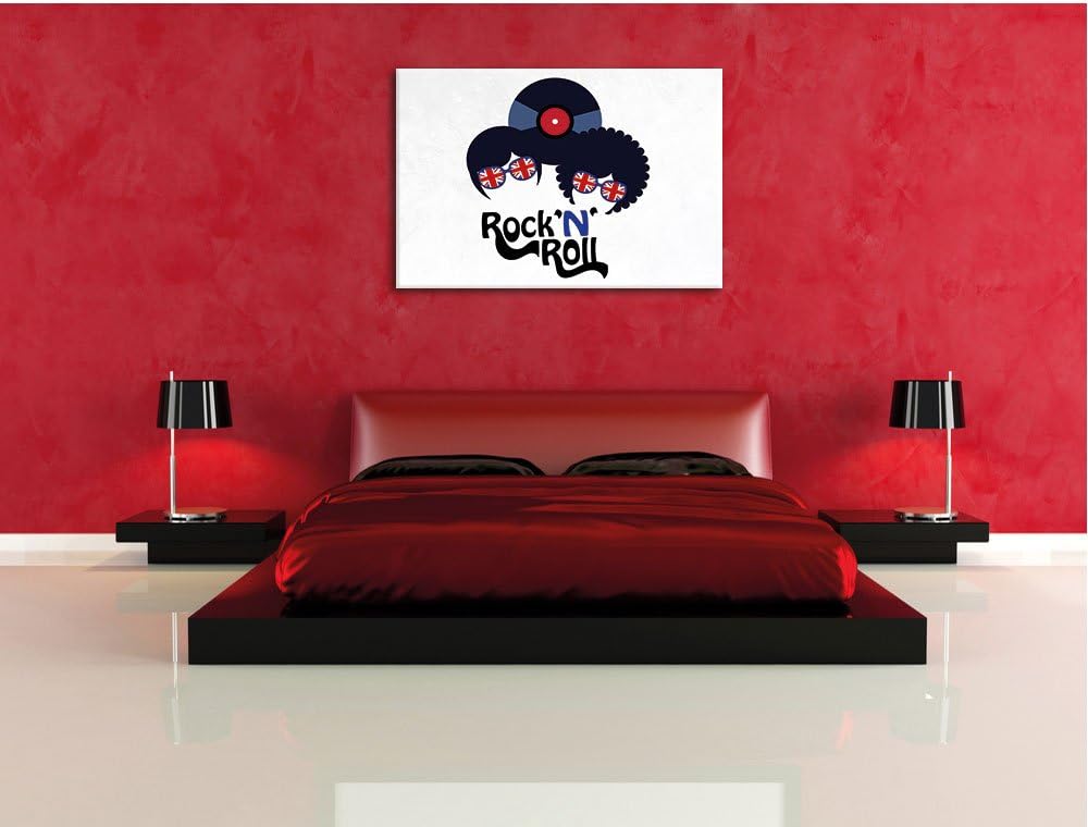 Pixxprint Rock 'n' Roll Schallplatte als Leinwandbild/Grösse: 100x70 cm/Wandbild/Kunstdruck/fertig b