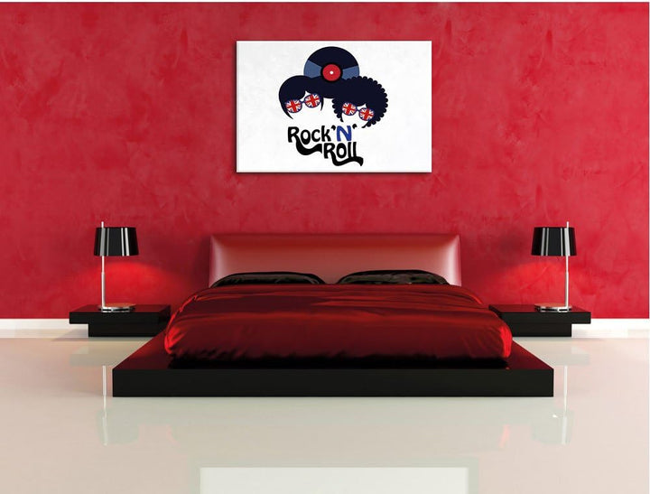 Pixxprint Rock 'n' Roll Schallplatte als Leinwandbild/Grösse: 100x70 cm/Wandbild/Kunstdruck/fertig b