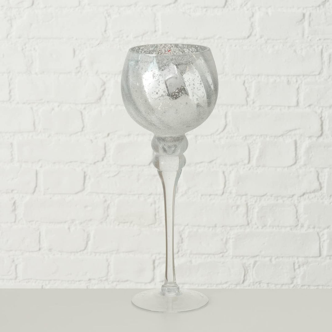 Boltze Windlicht Set Manou 3-teilig (silber, Deko-Gläser für Kerzen / Weihnachtsdekoration, Kerzenst