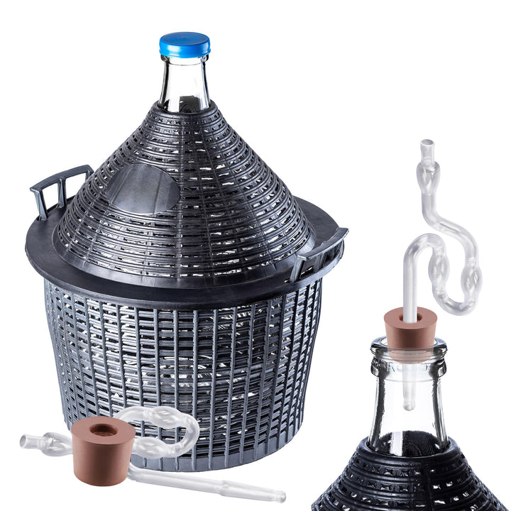 KADAX Glasballon-Set 15L, Gärballon mit Kunststoffkorb und Gärzubehör, Gummi-stopfen, Gärröhrchen, s