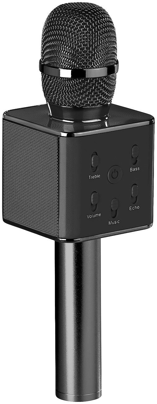 auvisio Karaoke Mikro: Karaoke-Mikrofon mit Bluetooth, MP3-Player, Lautsprecher und Akku (Kindermikr