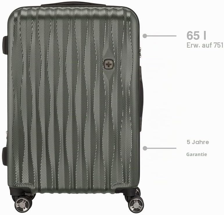 WENGER Energie M Hartschalenkoffer mit 4 Rollen, Trolley, M, 65 (75) l, Sicherheitsschloss, Damen He