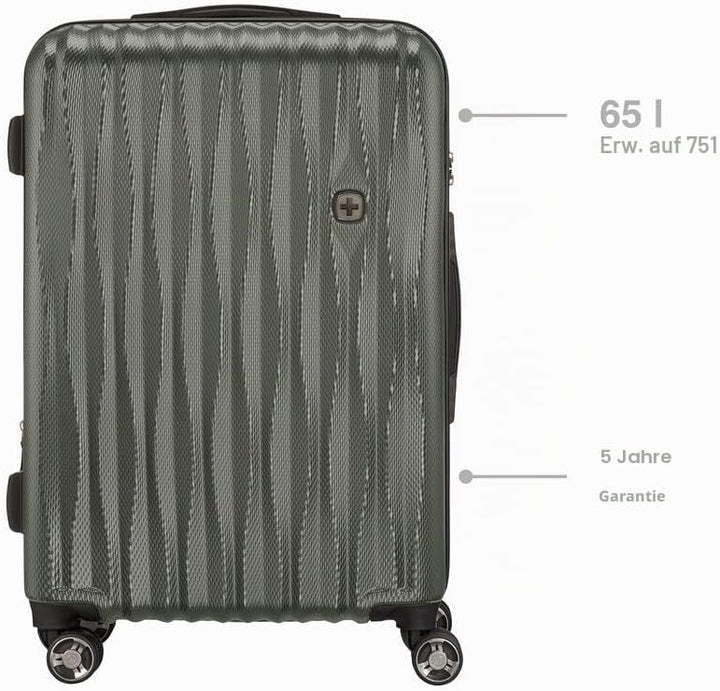 WENGER Energie M Hartschalenkoffer mit 4 Rollen, Trolley, M, 65 (75) l, Sicherheitsschloss, Damen He