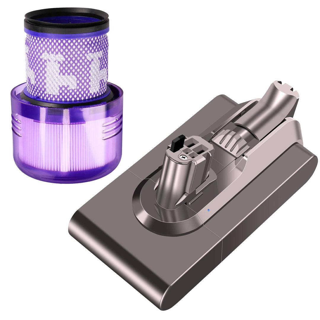 Extralink Akku kompatibel mit Dyson V11 &amp; V15 im Set mit HEPA-Filter – 25,2V 4000mAh Ersatzakku, Lan