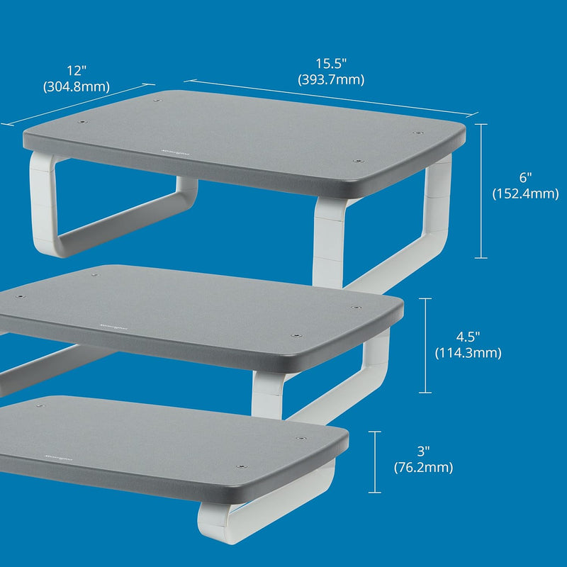Kensington SmartFit Monitor-Erhoehung Hoehen-Bereich: 10.5cm (max) Schwarz, K60089, Gray Grau Bis 21