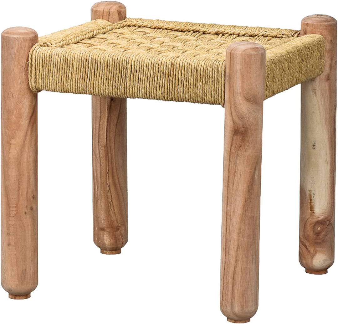 Marrakesch 3er Set Sitzbank Hocker Beistelltisch aus Holz & Jute Josue 36 cm | Ideal im Garten Terra