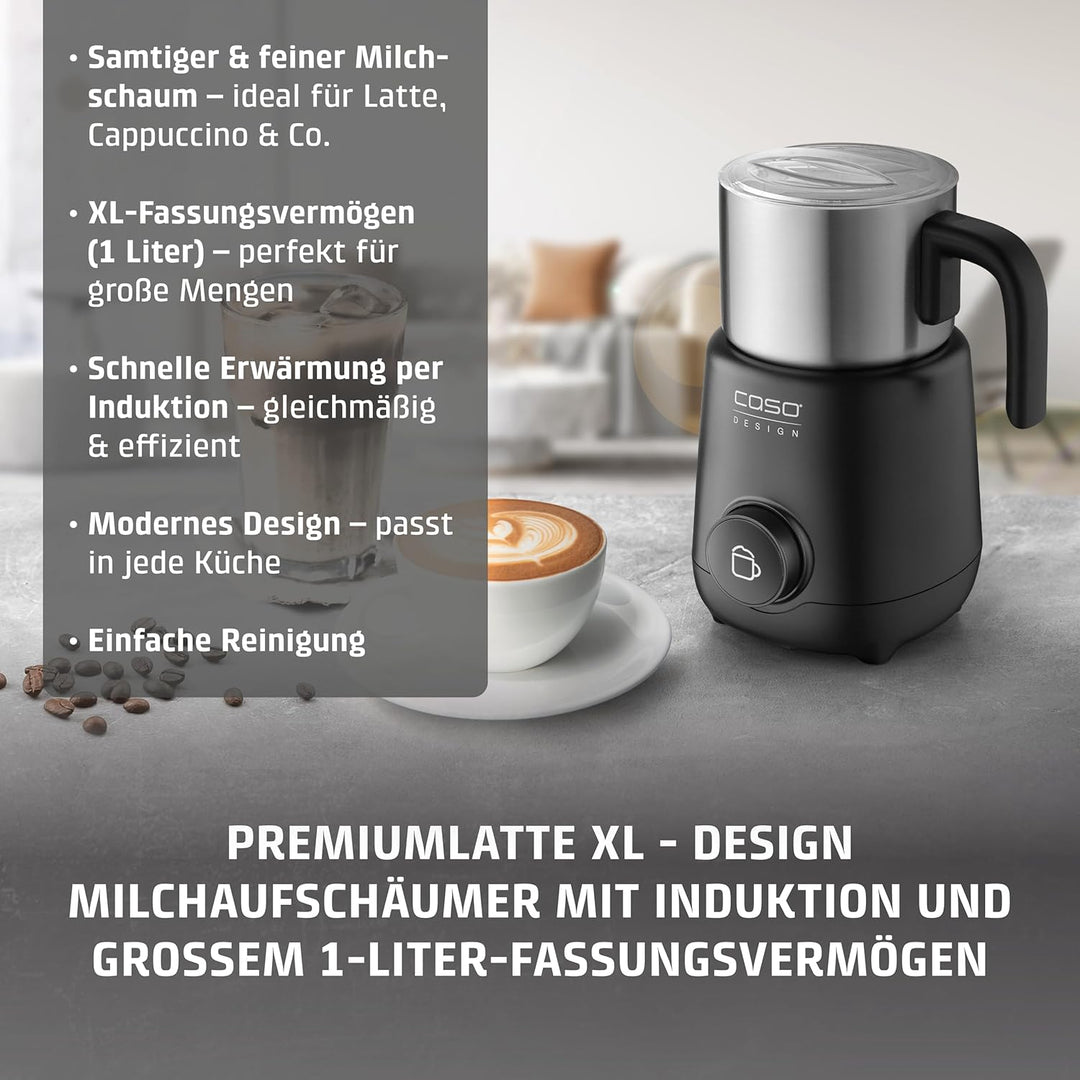 CASO PremiumLatte XL - grosser Milchaufschäumer, Induktion, 1 Liter Volumen, für Milch,Hafer- und So