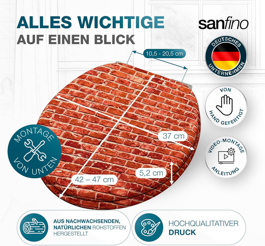 Premium WC Sitz mit Absenkautomatik – hochwertige Toilettendeckel aus Holz, viele bunte Motive, hohe