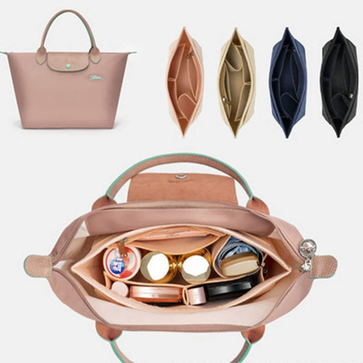 1028pink-M AG Tragetasche für Longchamp Le Pliage, grosse Tragetasche, Filz, Geldbörse, Reissverschl
