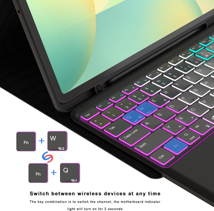 für Samsung Tablet S10 FE+ Plus Tastatur QWERTZ Deutsches : DEX-Modus mit einem Klick, 2 drahtlose K