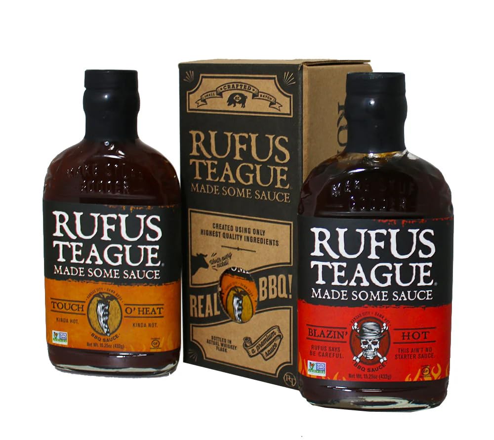 Rufus Teague Hot Sauce Box – BBQ-Saucen-Set mit Touch o’ Heat & Blazin’ Hot – Rauchig-scharfe Grills