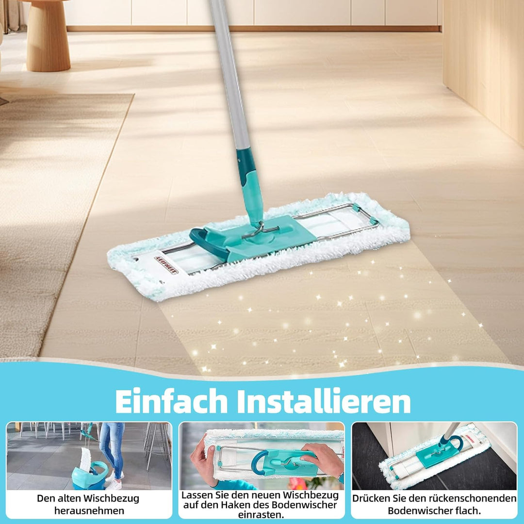 6 Stück Wischbezüge für Leifheit Profi XL Cotton Plus / Profi XL Micro Duo Vollstiel Bodenwischer, 2