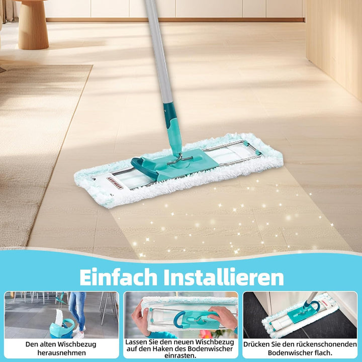 6 Stück Wischbezüge für Leifheit Profi XL Cotton Plus / Profi XL Micro Duo Vollstiel Bodenwischer, 2