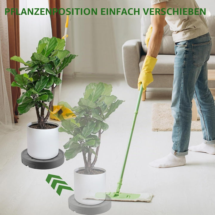 MoYouno Pflanzenroller Rund-2 Stück 28cm,Blumenroller mit unsichtbaren Rollen,Untersetzer Blumentopf