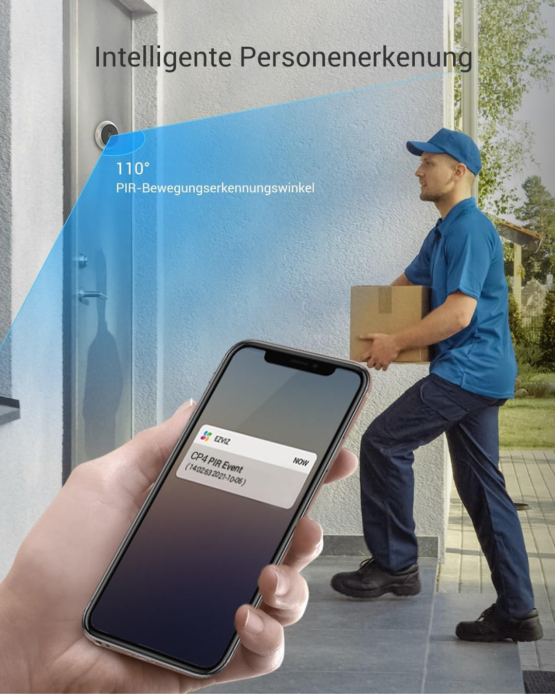 EZVIZ WLAN Türklingel mit 166° Weitwinkel und PIR-Sensor, 2MP Türspion Kamera mit 4,3 Zoll Farbbilds