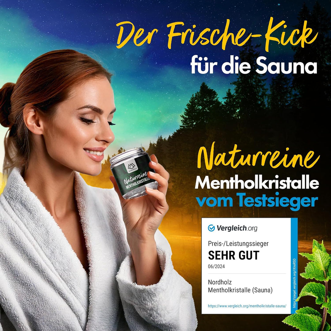 Mentholkristalle [50gr] für Sauna in Premium Qualität aus 100% Minzöl - Befreit die Atemwege und sor