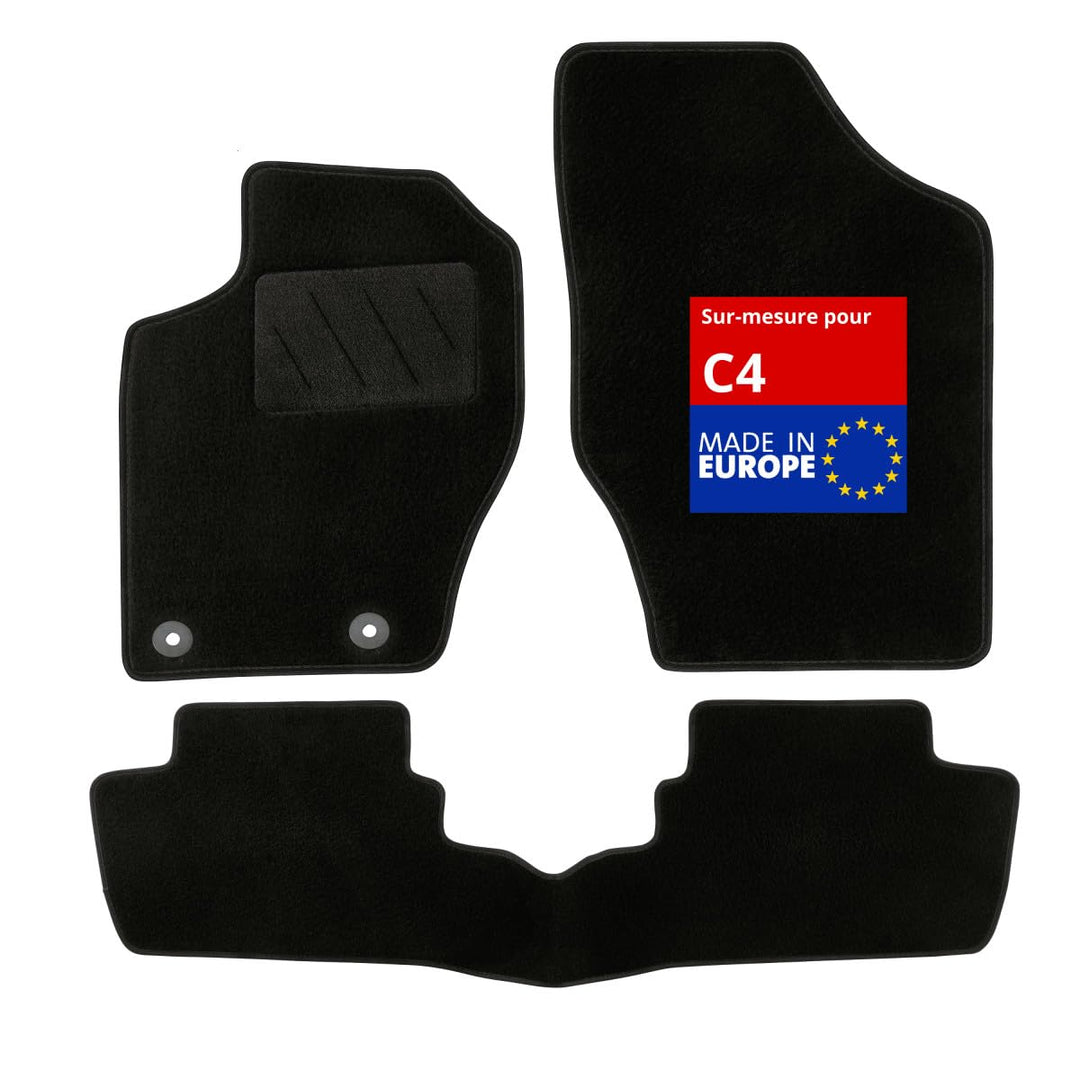 DBS Autofussmatte - nach Mass - 3-teilig - Anti Rutsch - schwarzer Nadelfilz 900g/m² - Velours Ferti